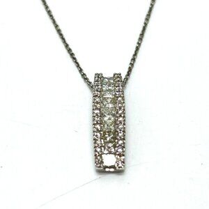 jewelry Pt850 x Pt900 Diamond 1.00ct Chain Necklace Silver